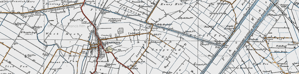 Old map of Block Fen in 1920
