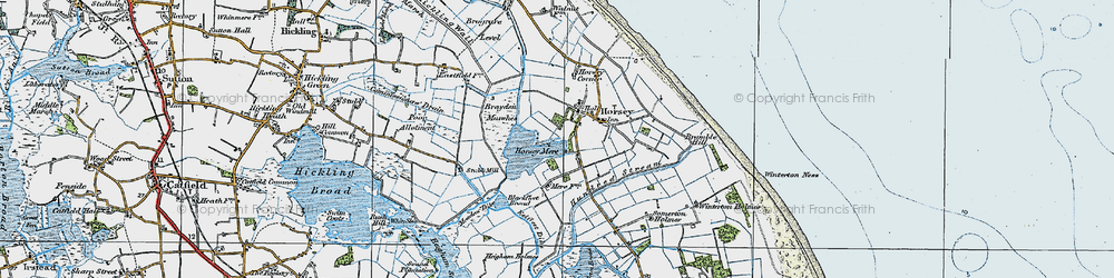 Old map of Brayden Marshes in 1922