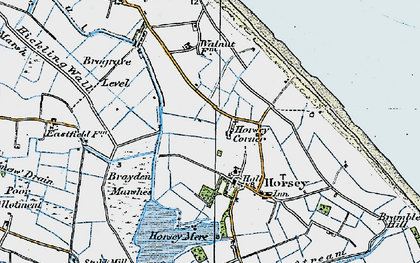 Old map of Brograve Level in 1922