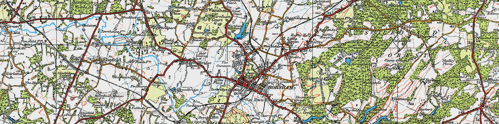 Old map of Horsham in 1920