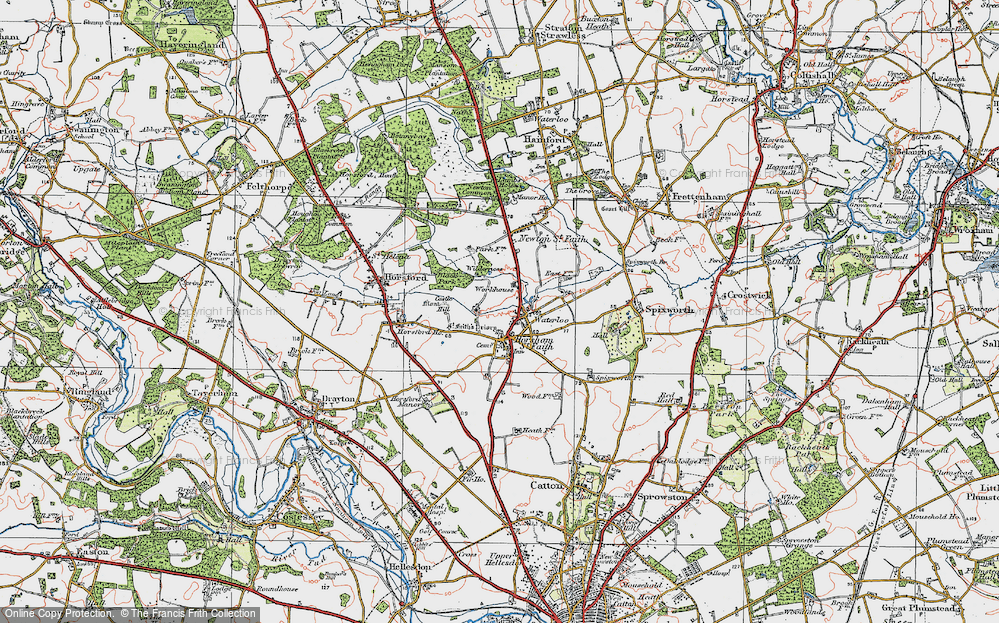 Old Map of Horsham St Faith, 1922 in 1922
