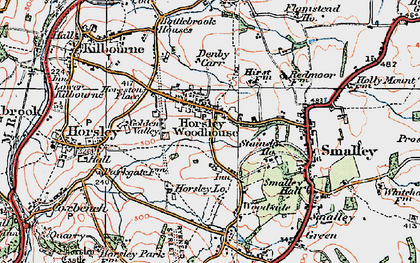 Old map of Horsley Woodhouse in 1921