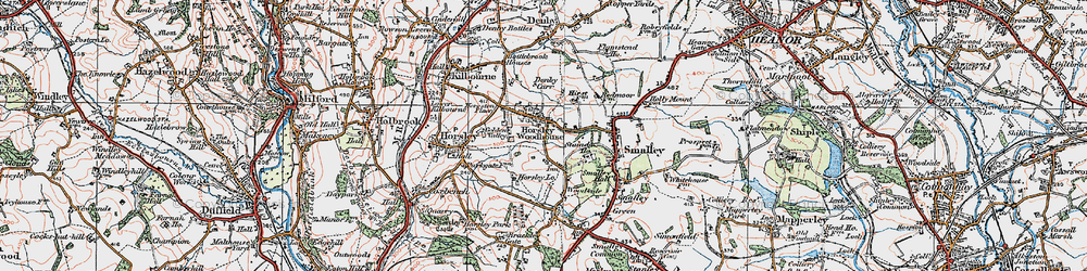 Old map of Horsley Woodhouse in 1921