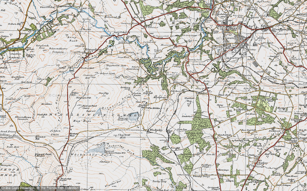 Old Map of Historic Map covering Birkhot in 1925