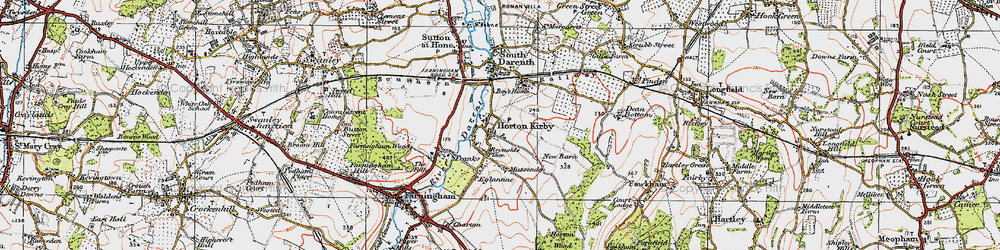 Old map of Horton Kirby in 1920