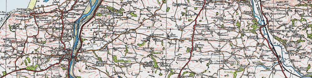 Old map of Horwood in 1919