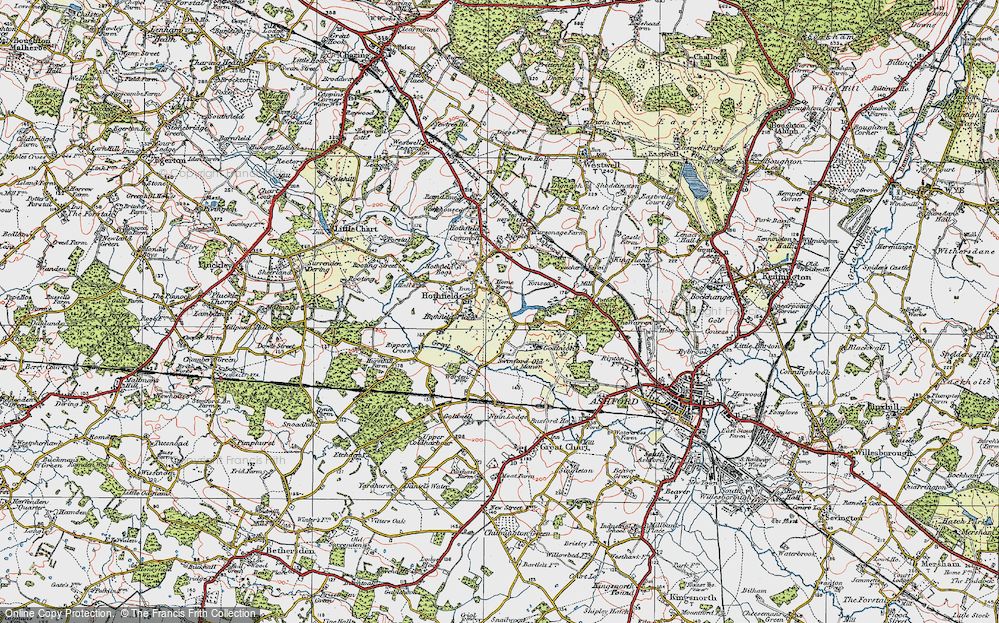 Old Map of Hothfield, 1921 in 1921