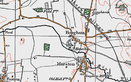Old map of Hougham in 1921