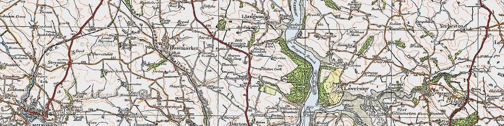 Old map of Thurston in 1922