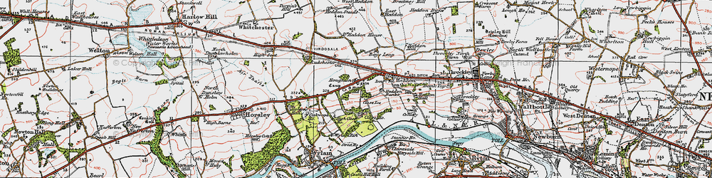 Old map of Heddon Mill in 1925