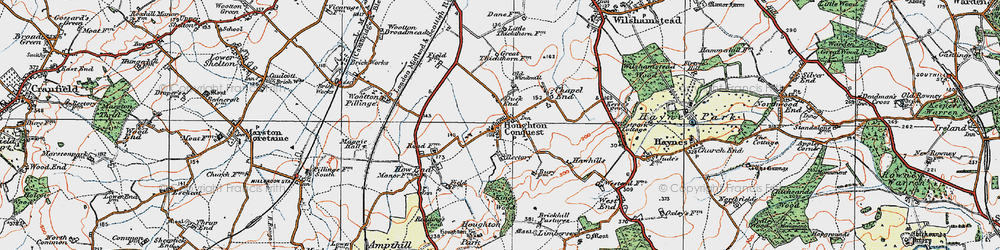 Old map of Houghton Conquest in 1919