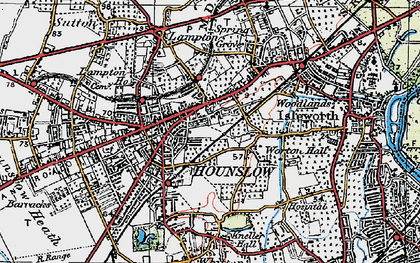 Old map of Hounslow in 1920