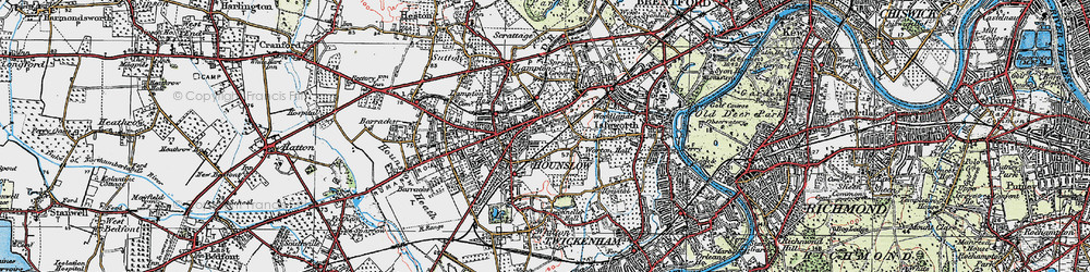 Old map of Hounslow in 1920