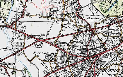 Old map of Hounslow West in 1920