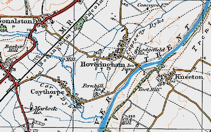 Old map of Hoveringham in 1921