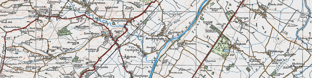 Old map of Hoveringham in 1921