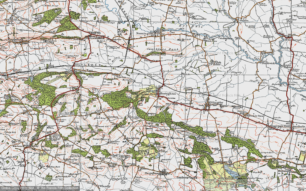 Old Map of Historic Map covering Wool Knoll in 1925