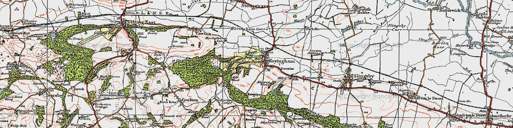 Old map of Hovingham in 1925