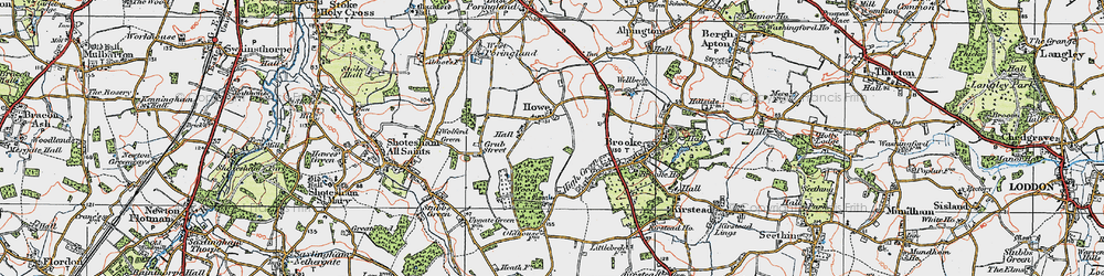 Old map of Brooke Wood in 1922