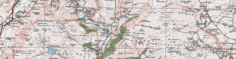Old map of Asick Bottom in 1925