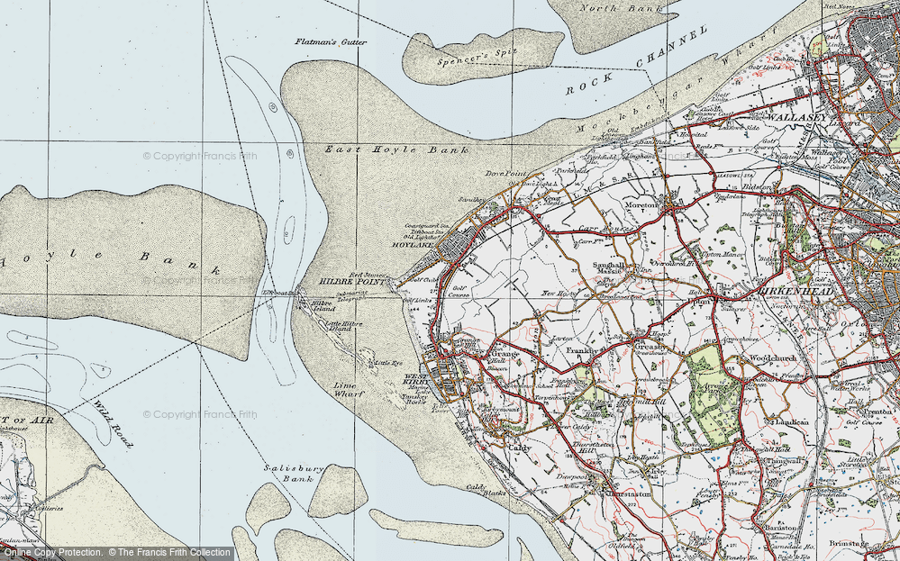 Old Map of Historic Map covering Hilbre Island in 1923