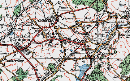 Old map of Hoyland in 1924
