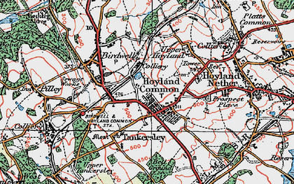 Old map of Hoyland Common in 1924