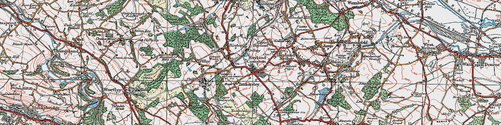 Old map of Hoyland Common in 1924