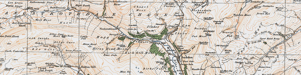 Old map of Hubberholme in 1925