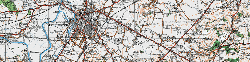 Old map of Hucclecote in 1919