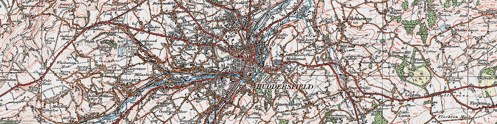 Old map of Huddersfield in 1925