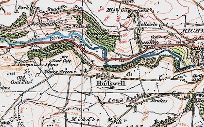 Old map of Whitcliffe Scar in 1925