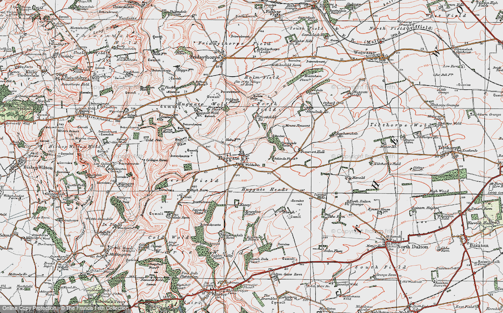 Old Map of Huggate, 1924 in 1924