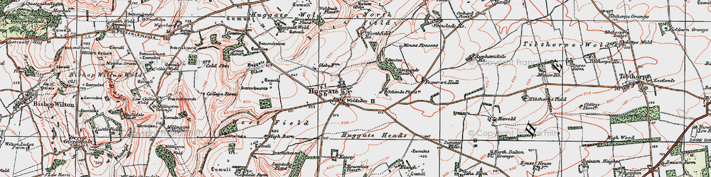 Old map of Huggate in 1924