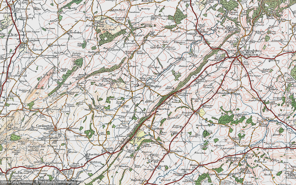 Old Map of Hughley, 1921 in 1921