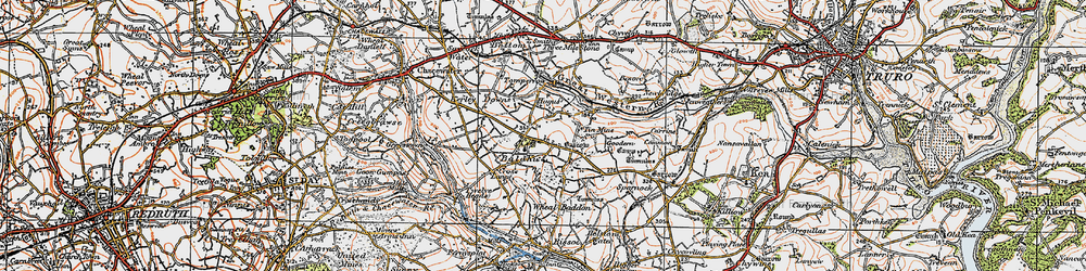 Old map of Hugus in 1919