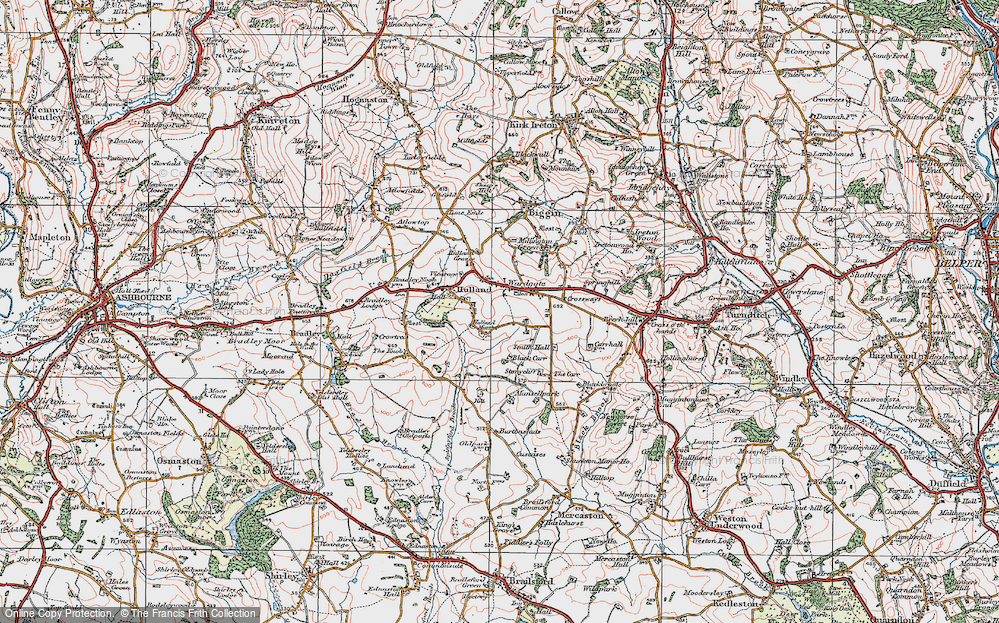Old Map of Hulland Moss, 1921 in 1921