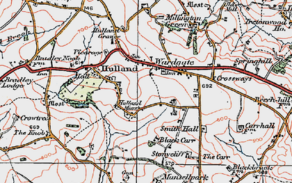 Old map of Hulland Moss in 1921