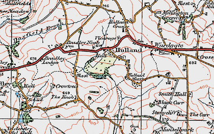 Old map of Hulland Village in 1921