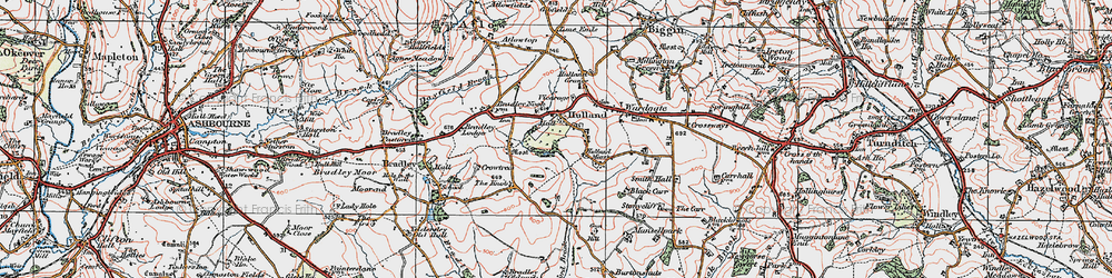 Old map of Hulland Village in 1921