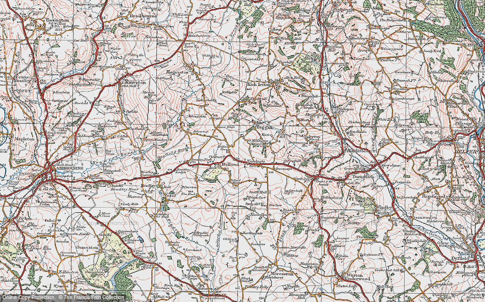 Old Map of Hulland Ward, 1921 in 1921