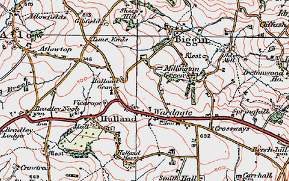 Old map of Hulland Ward in 1921