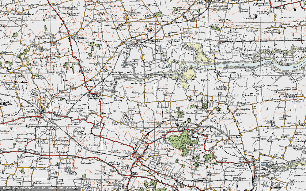 Old Map of Hullbridge, 1921 in 1921