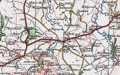 Old map of Archford Moor in 1923