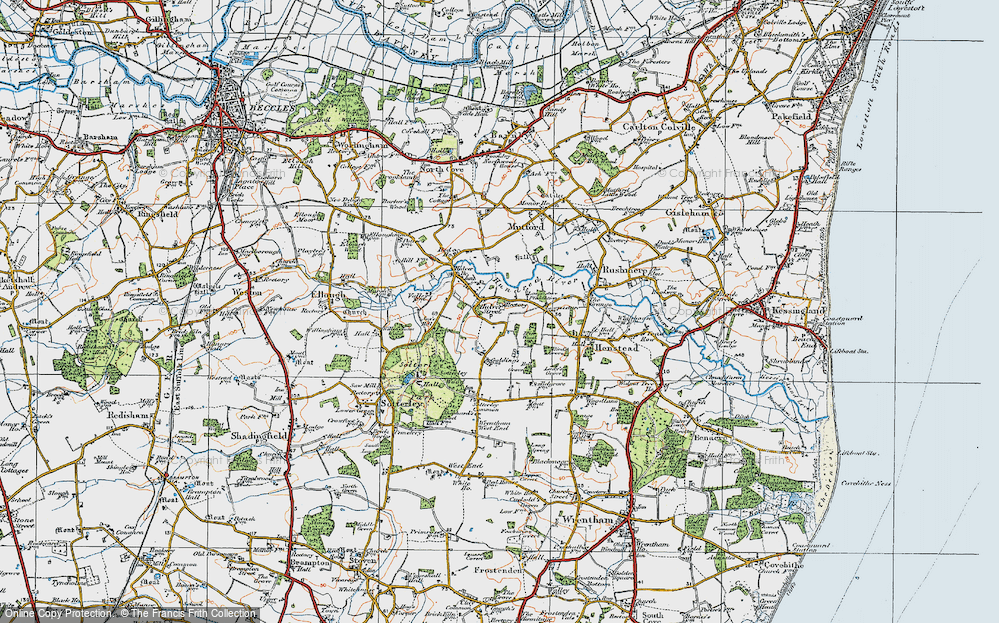 Old Map of Historic Map covering Brier Wood in 1921