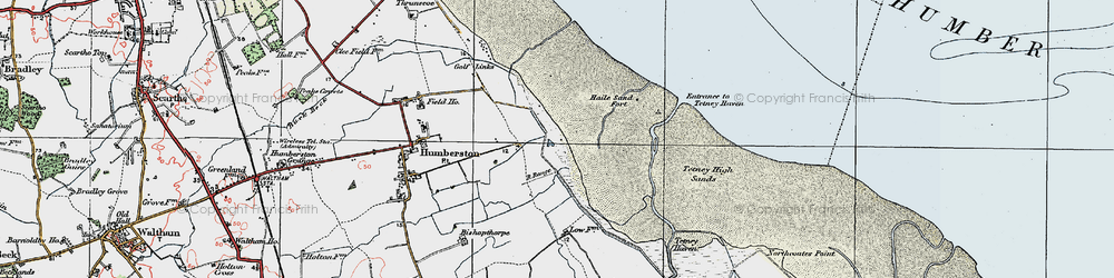 Old map of Humberston Fitties in 1923