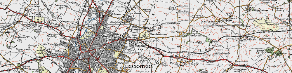 Old map of Humberstone in 1921