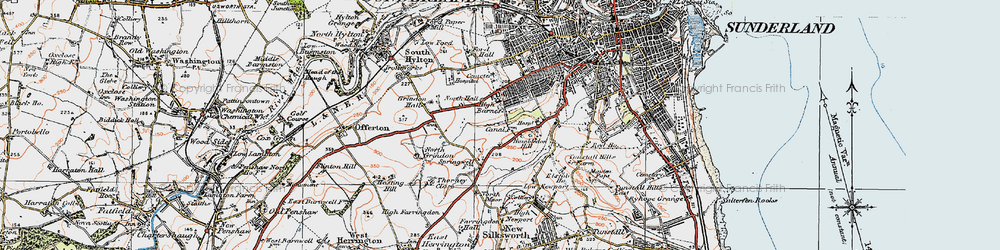 Old map of Humbledon in 1925