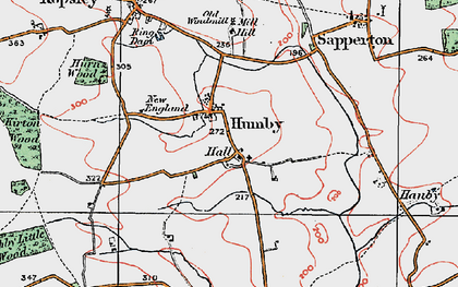 Old map of Humby in 1922