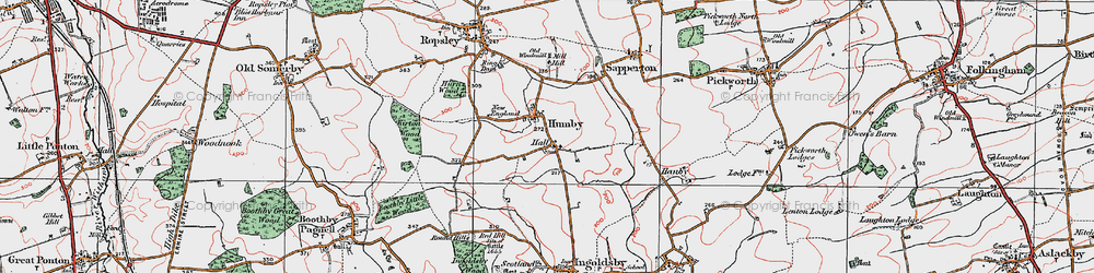 Old map of Humby in 1922